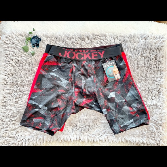 New with tag JOCKEY ATHLETIC 2pack Midway BOXER BRIEFS 1 red 1 multicolored Sz M - Picture 2 of 6